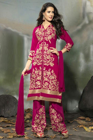 Amazing Pink Semi Stitched Party Wear Salwar Kameez EBSFSK15504H