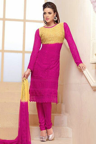 Amazing Pink Semi Stitched Party Wear Salwar Kameez EBSFSK15503B