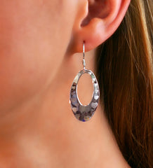 Silver earrings, oval