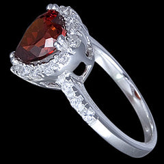 Silver ring, CZ, heart