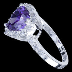 Silver ring, CZ, heart