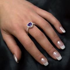 Silver ring, CZ, heart